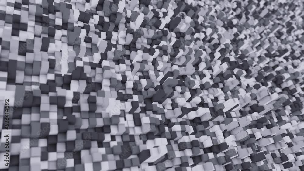 Abstract looping DOF 3D animation of the moving urban or city camouflage colors cubic pattern rendered in UHD as motion background Abstract looping DOF 3D animation of the moving urban or city camouflage colors cubic pattern rendered in UHD as motion background