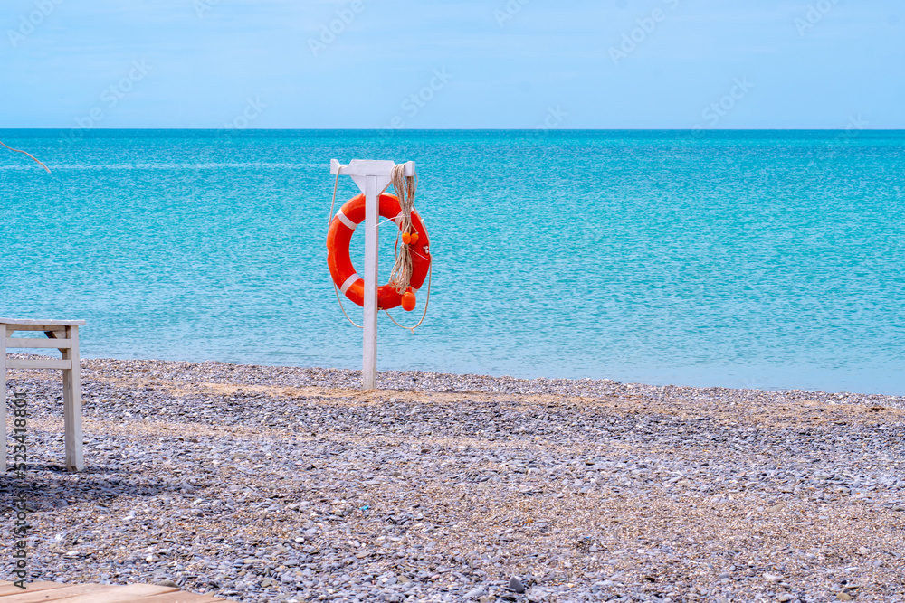 Life rescue drowning buoy ring water red ocean assistance help, concept lifesaver lifeguard from emergency from hand debt, object isolated. Flotation path,