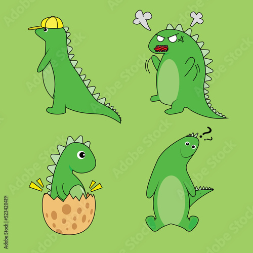 Obraz na płótnie Cute and funny dinosaur collection