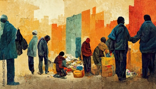 Poverty is the state of having few material possessions or little income. Poverty can have diverse social, economic, and political causes and effects, poor, hunger, refugee, photo