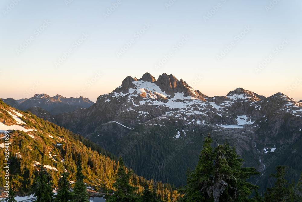 Sunset in the mountains on Vancouver Island