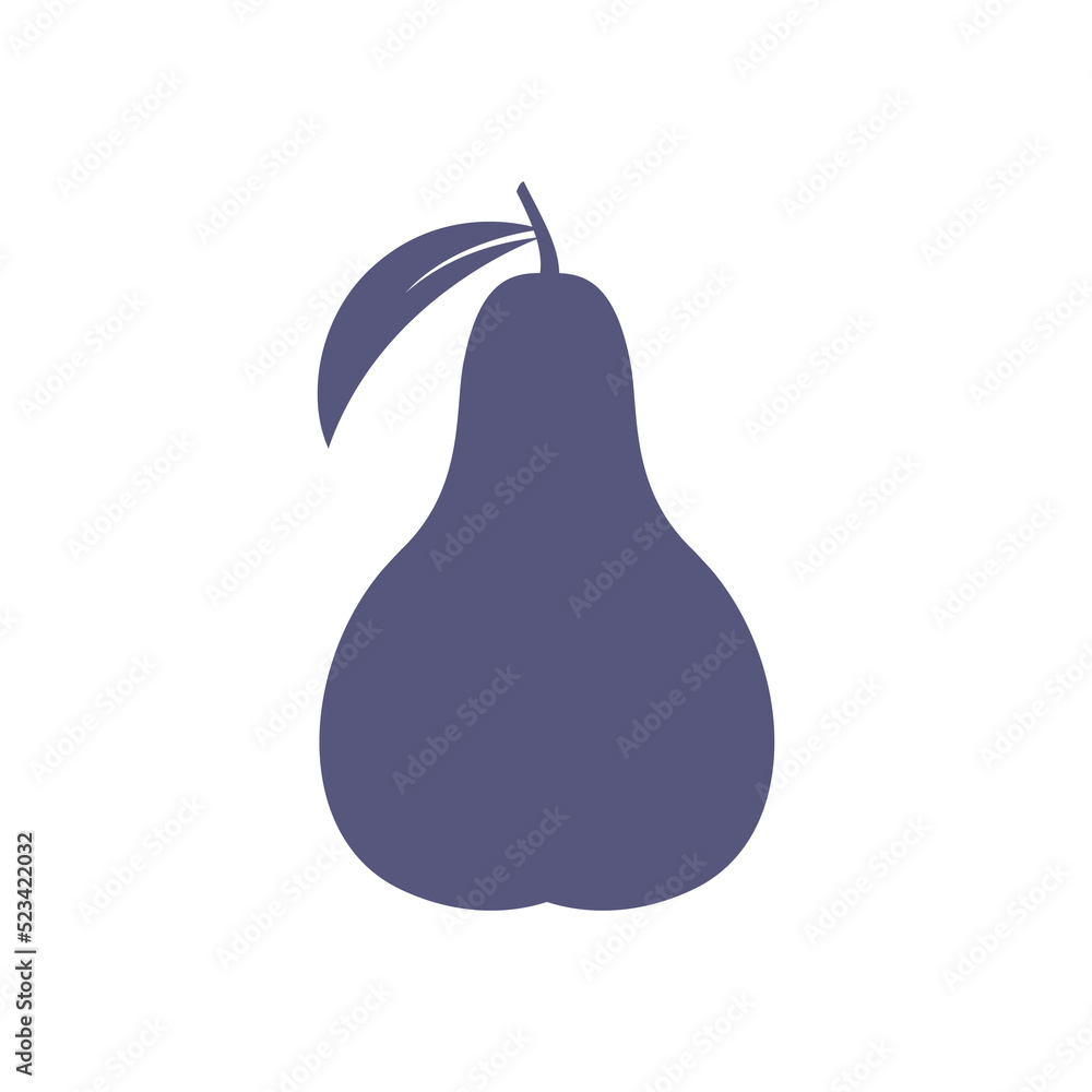 Pear whole fruit silhouette. Flat vector illustration isolated on white background. Pear whole fruit silhouette. Flat vector illustration isolated on white background.