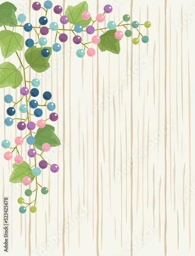 カラフルな野ぶどうのイラスト 縦書きバージョン