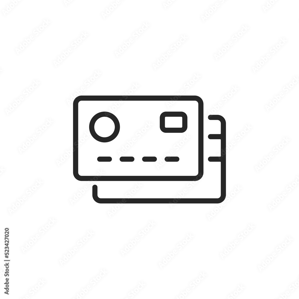 Credit card line icon. Simple thin line design. Outline symbol. Vector icon Credit card line icon. Simple thin line design. Outline symbol. Vector icon