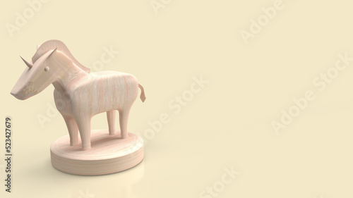 The wood unicorn for start up or business concept 3d rendering