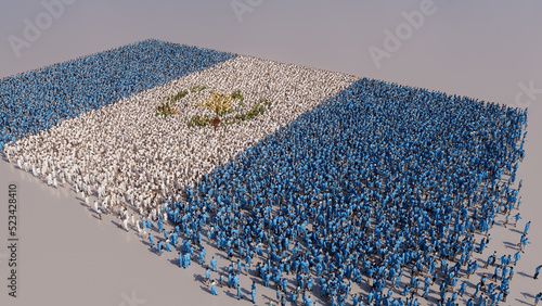 Guatemalan Banner Background, with People gathering to form the Flag of Guatemala. photo