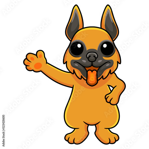 Cute german shepherd dog cartoon waving hand