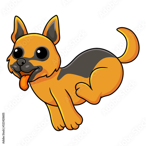 Cute german shepherd dog cartoon running
