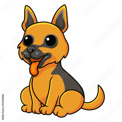 Cute german shepherd dog cartoon sitting