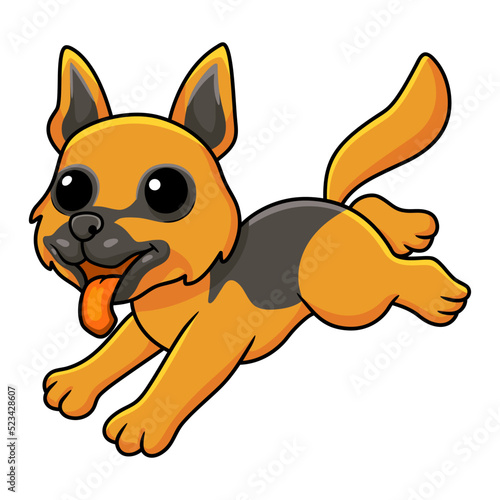Cute german shepherd dog cartoon running