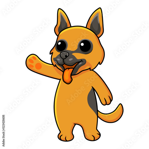 Cute german shepherd dog cartoon waving hand