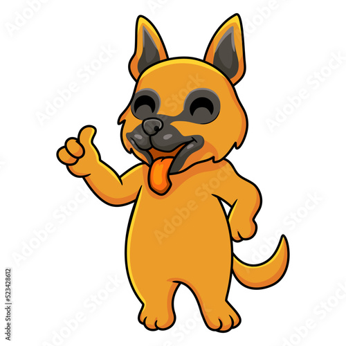 Cute german shepherd dog cartoon giving thumb up