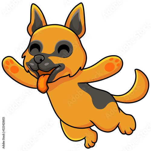 Cute german shepherd dog cartoon jumping