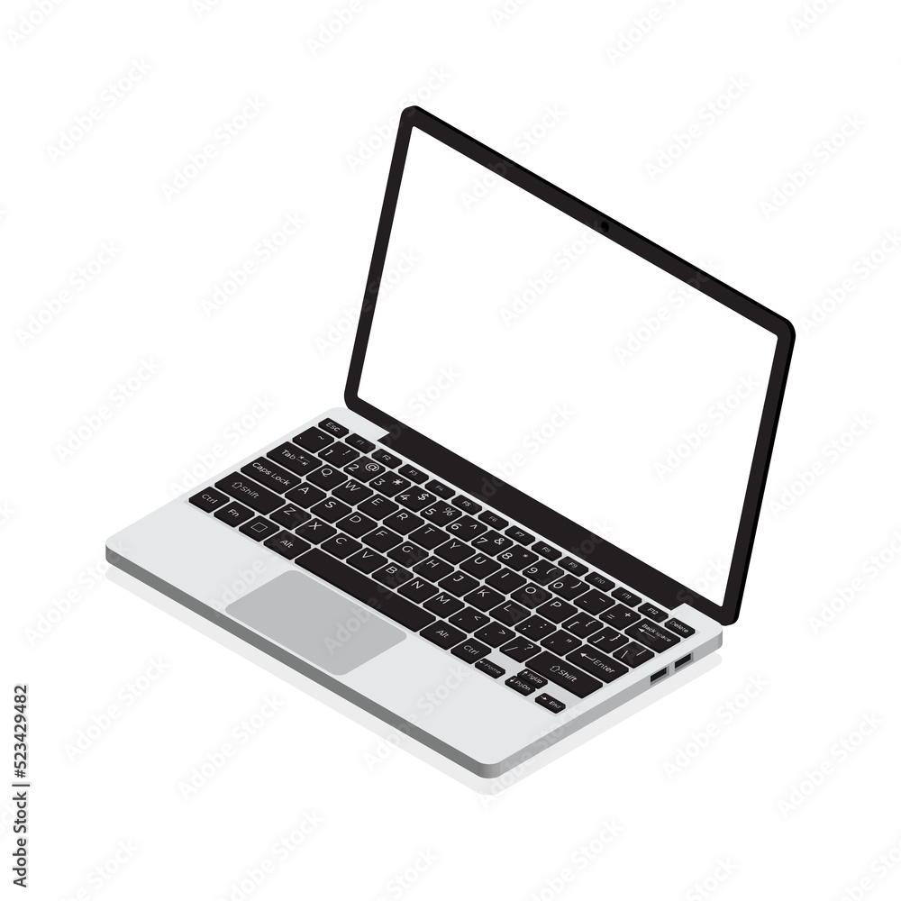 Isometric Laptop. Vector 3d isometric laptop computer. Transparent background. Png illustration Isometric Laptop. Vector 3d isometric laptop computer. Transparent background. Png illustration