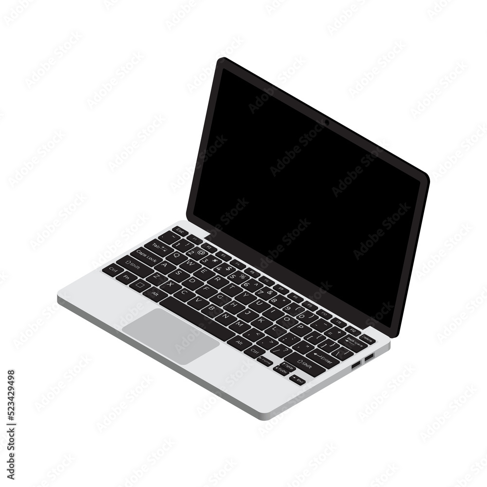 Isometric Laptop. Vector 3d isometric laptop computer. Transparent background. Illustration Isometric Laptop. Vector 3d isometric laptop computer. Transparent background. Illustration