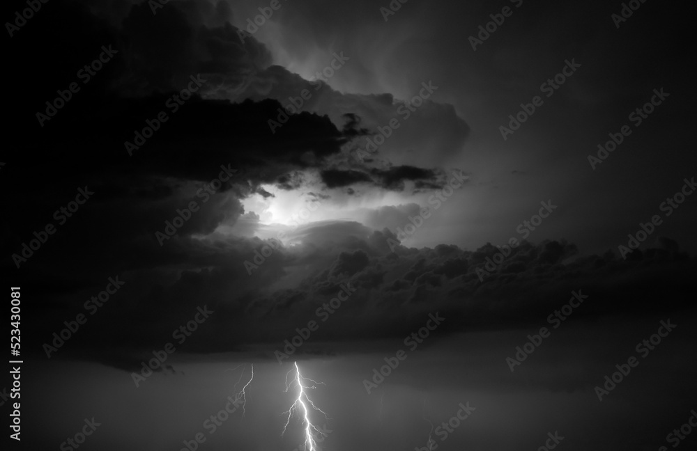 Fork lightning striking down during summer storm Fork lightning striking down during summer storm