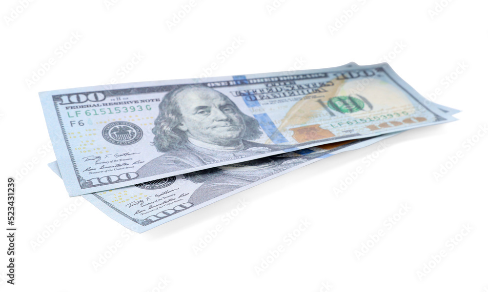 Dollar banknotes isolated on white. American national currency Dollar banknotes isolated on white. American national currency