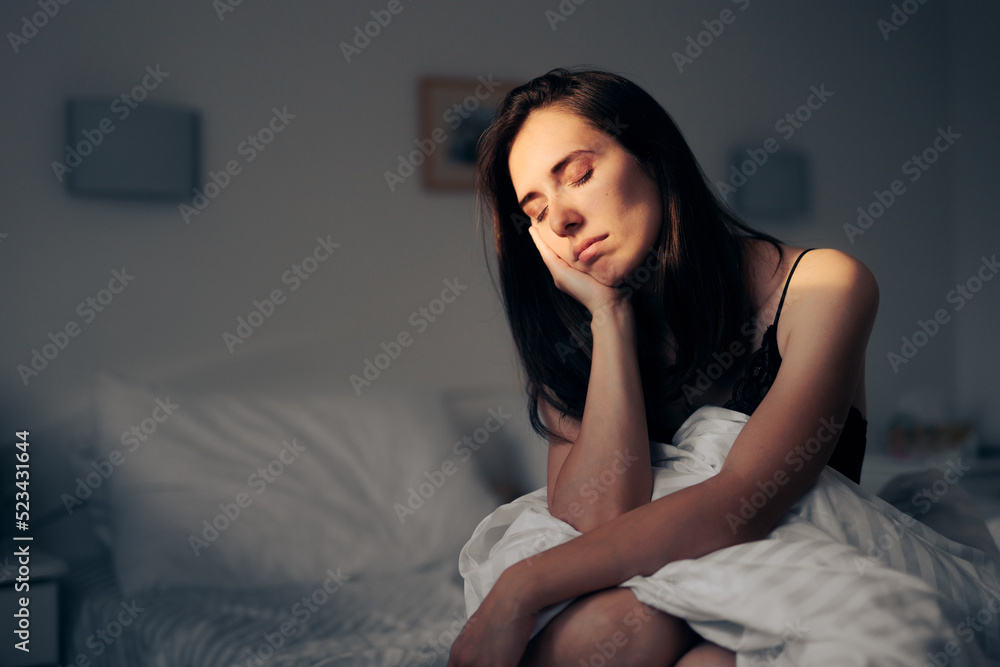 Tired and Sad Woman Sitting in her Bedroom Alone. Unhappy lady feeling pessimistic and lonely because of love deception
Tired and Sad Woman Sitting in her Bedroom Alone. Unhappy lady feeling pessimistic and lonely because of love deception