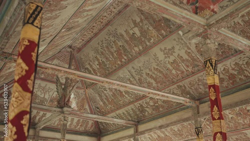Painting at Ceiling Kerta Gosa Bali Indonesia Ancient Justice Court Building Upon Klungkung Kindom Rule photo