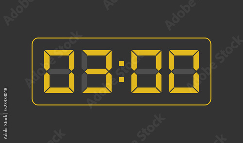 3:00, Digital clock number. Vector illustration.
