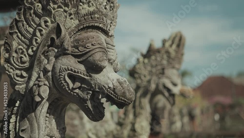 Beautiful Traditional Ancient Old Stone Hindu Balinese Statue Sculpture Carving at Kertha Gosa Semarapura Klungkung Bali Indonesia photo