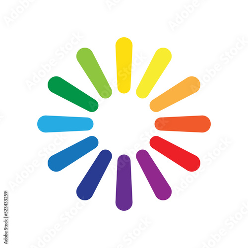 Color wheel guide. Color Wheel or Color Circle Picker Flat Vector Icon for Drawing / Painting Apps and Websites. RGB and CMYK colors. Vector illustration.