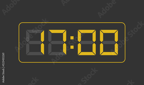 17:00, Digital clock number. Vector illustration.
