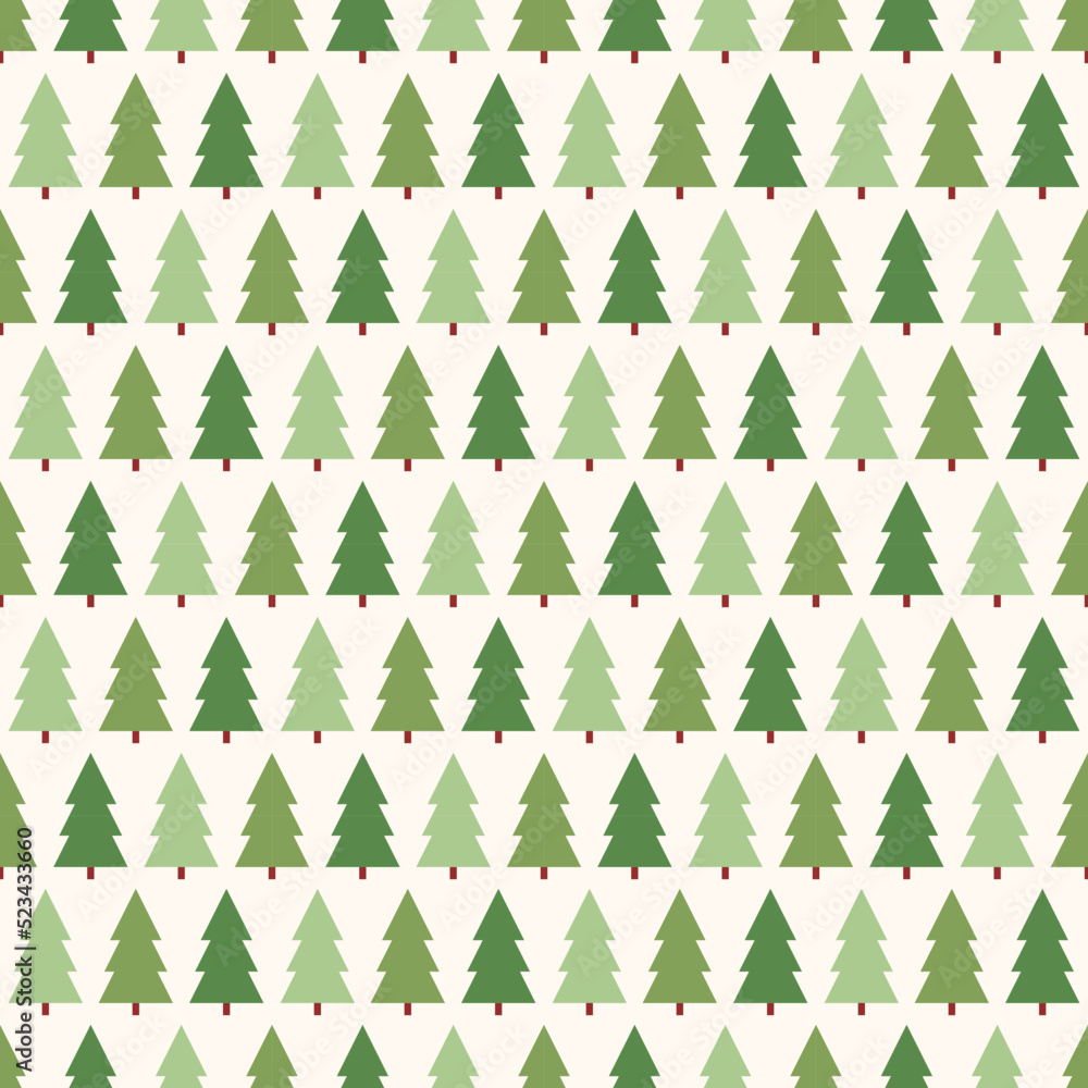 Seamless pattern with simple geometric trees. Green trees on white background. Seamless pattern with simple geometric trees. Green trees on white background.