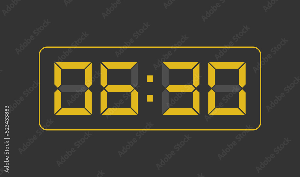 6:30, Digital clock number. Vector illustration.
6:30, Digital clock number. Vector illustration.
