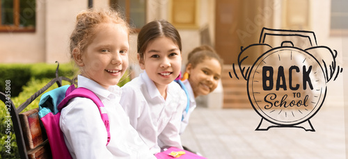 Cute little girls after cla...