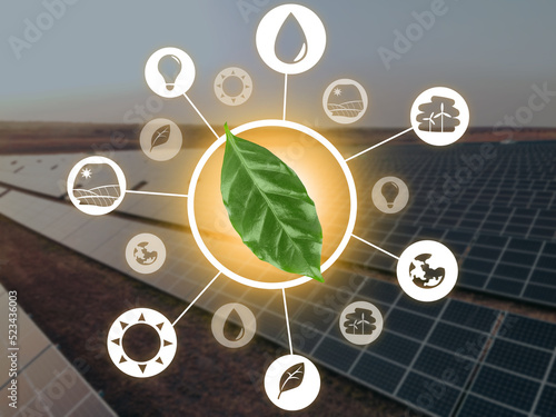 Collage with modern solar p...