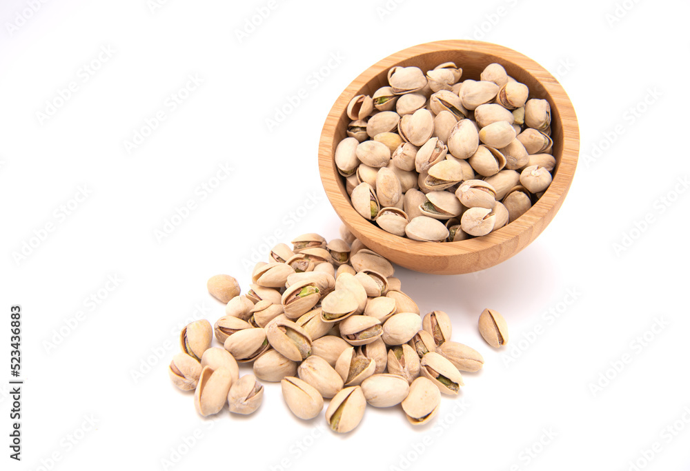 Pistachio isolated on white background.copy space Pistachio isolated on white background.copy space
