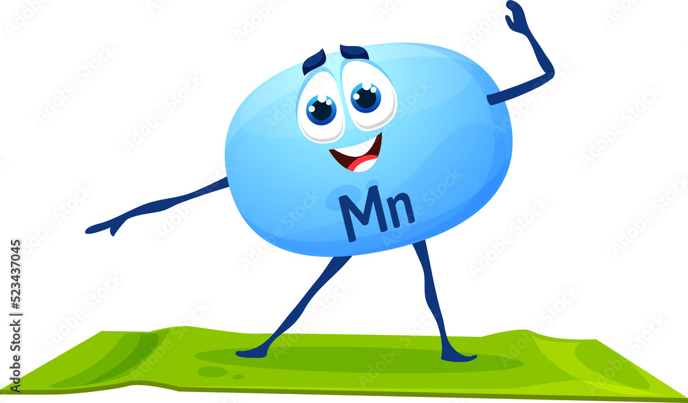 Cartoon cheerful manganese mineral on yoga sport Cartoon cheerful manganese mineral on yoga sport