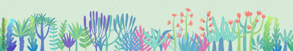 Frieze vegetation. Fancy cartoon plants. Vector graphics Frieze vegetation. Fancy cartoon plants. Vector graphics