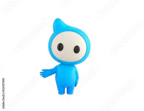 Blue Monster character Giving a helping hand in 3d rendering.