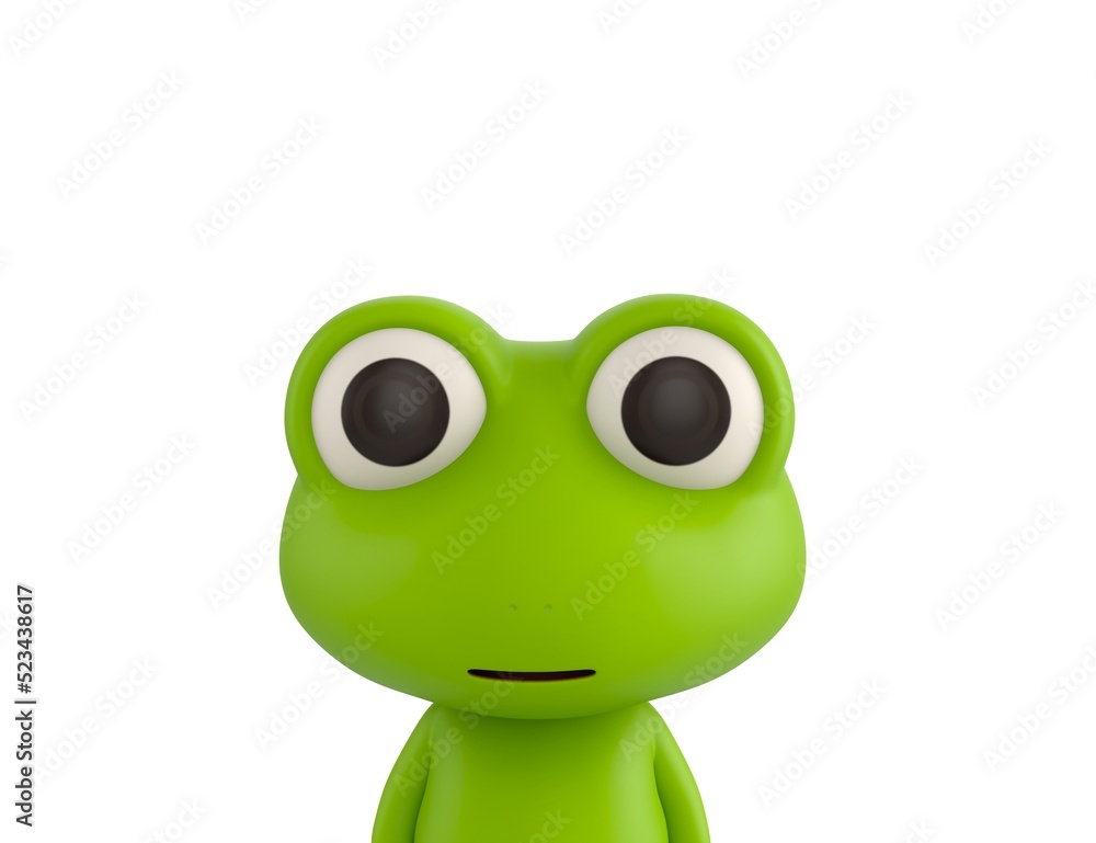 Fototapeta premium Little Frog character close up portrait in 3d rendering.