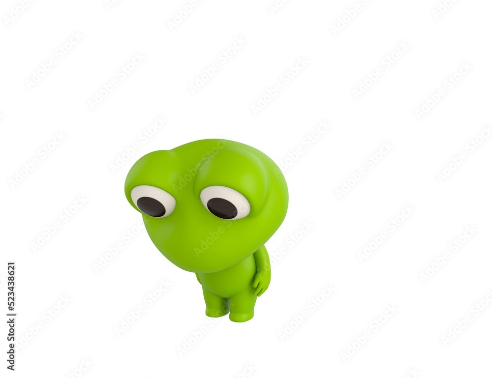 Little Frog character looking down in 3d rendering. Little Frog character looking down in 3d rendering.
