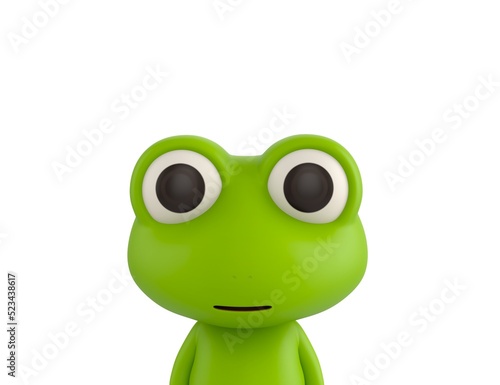 Little Frog character close up portrait in 3d rendering.