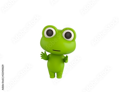 Little Frog character applauding in 3d rendering.