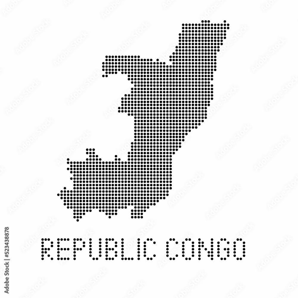 Republic of the Congo map with grunge texture in dot style. Abstract vector illustration of a country map with halftone effect for infographic. 