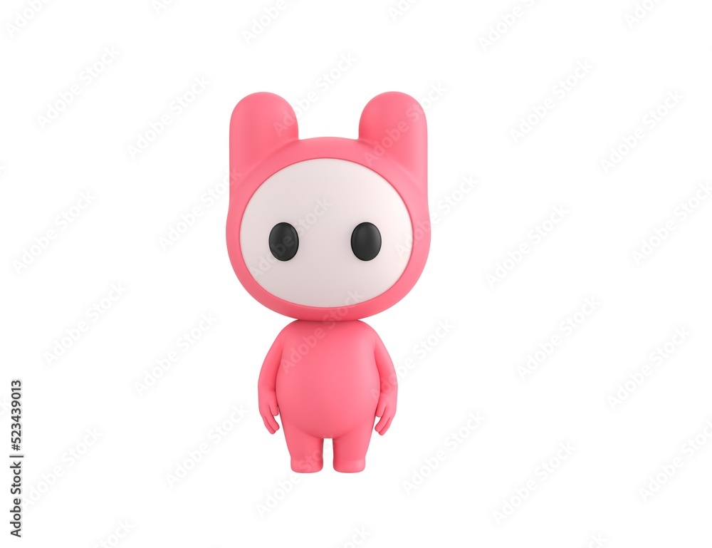 Pink Monster character standing and looking to the front in 3d rendering. Pink Monster character standing and looking to the front in 3d rendering.