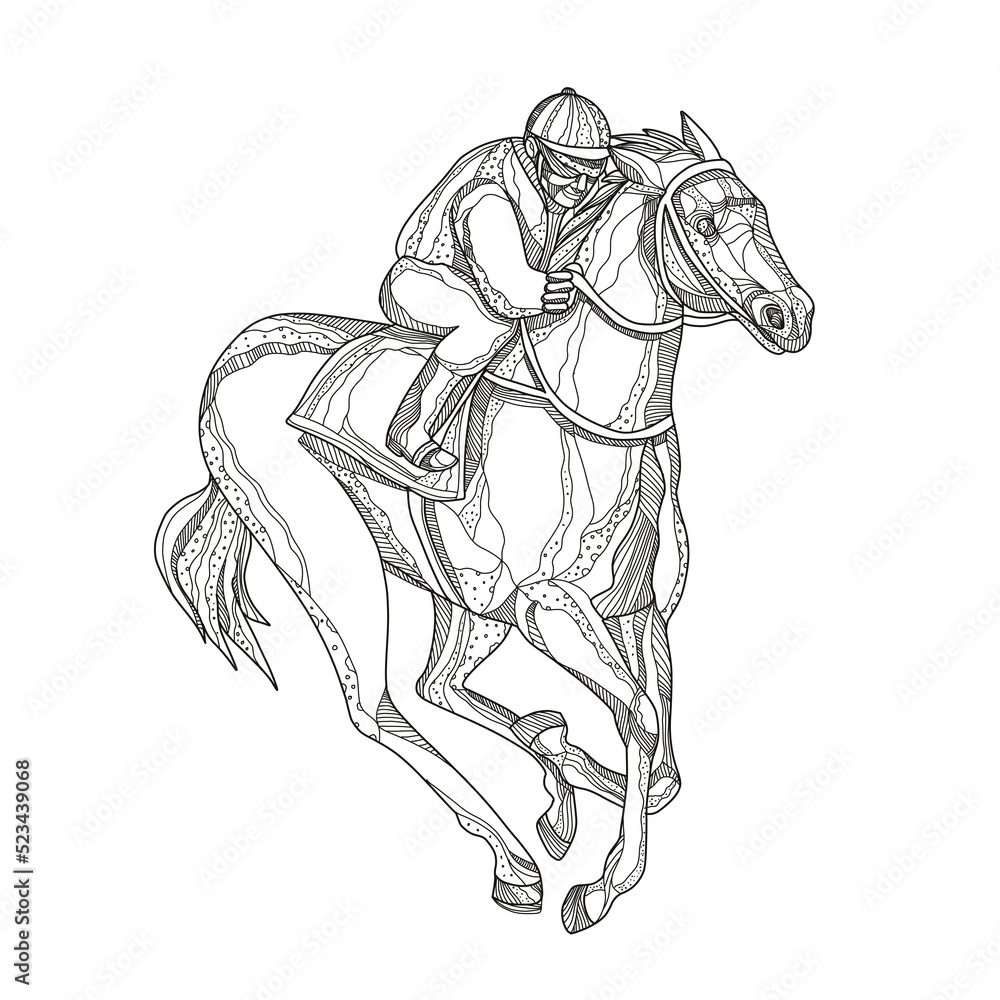 Horse Racing Jockey Doodle Art