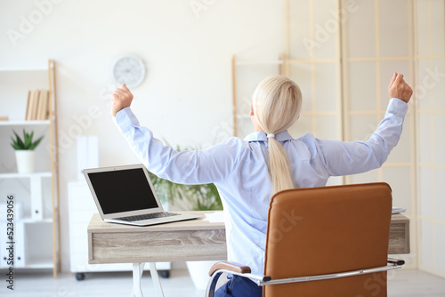 Mature businesswoman with b...