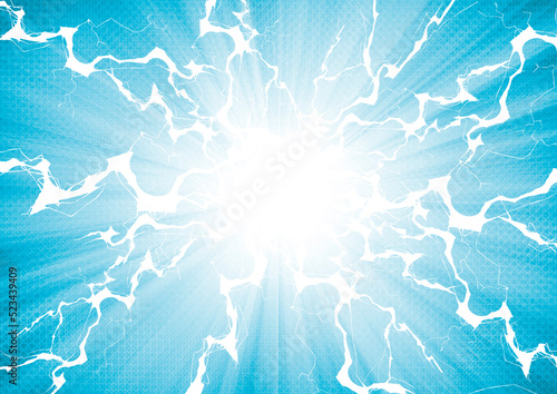 カケアミ トーン　雷 放射線 青　背景 グラフィック イラスト