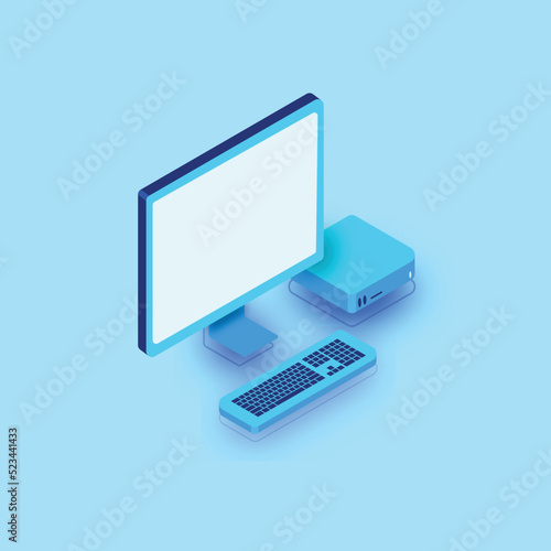 monitor with mini pc and keyboard