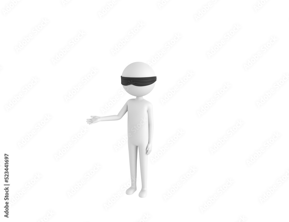 Blind Folded Stick Man character introducing in 3d rendering. Blind Folded Stick Man character introducing in 3d rendering.