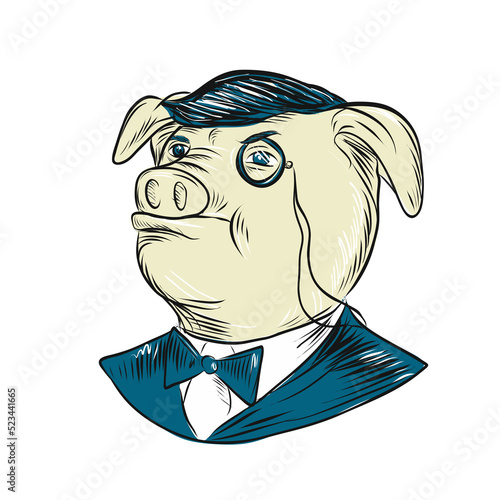 Mister Pig Monocle Drawing photo