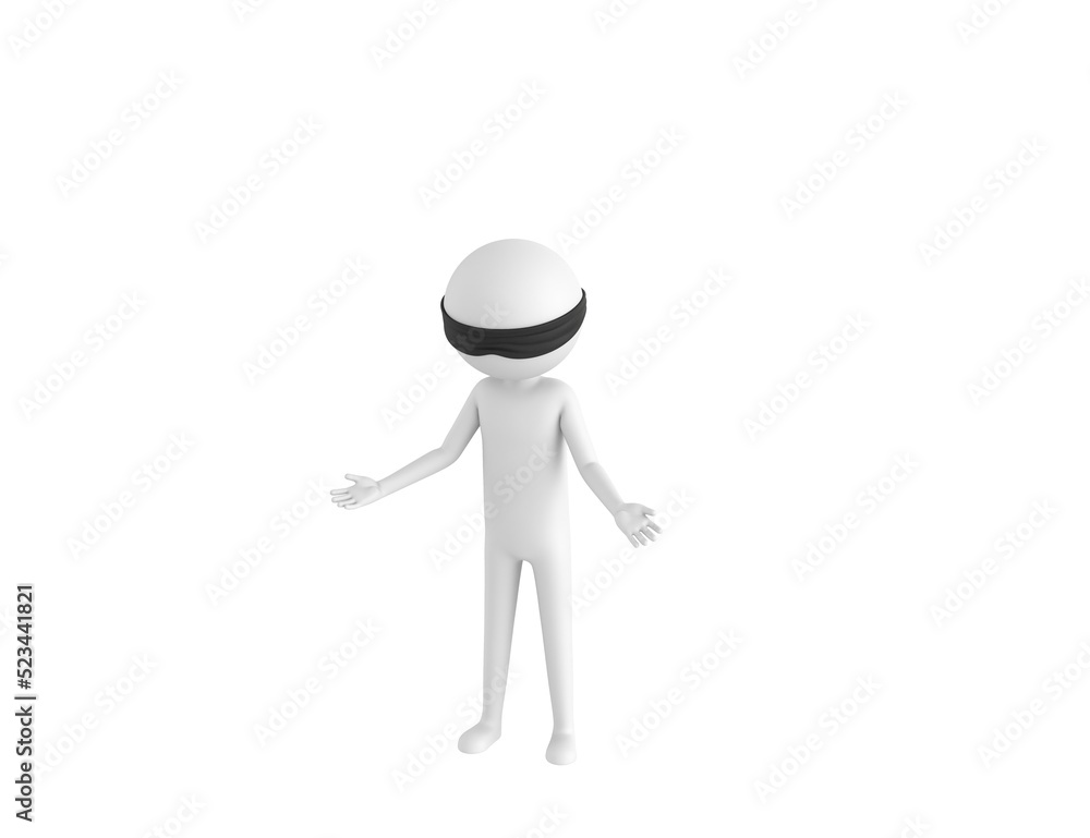 Blind Folded Stick Man character Unhappy sad disappointed in 3d rendering. Blind Folded Stick Man character Unhappy sad disappointed in 3d rendering.