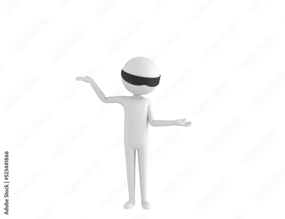 Blind Folded Stick Man character choosing between two alternatives in 3d rendering. Blind Folded Stick Man character choosing between two alternatives in 3d rendering.