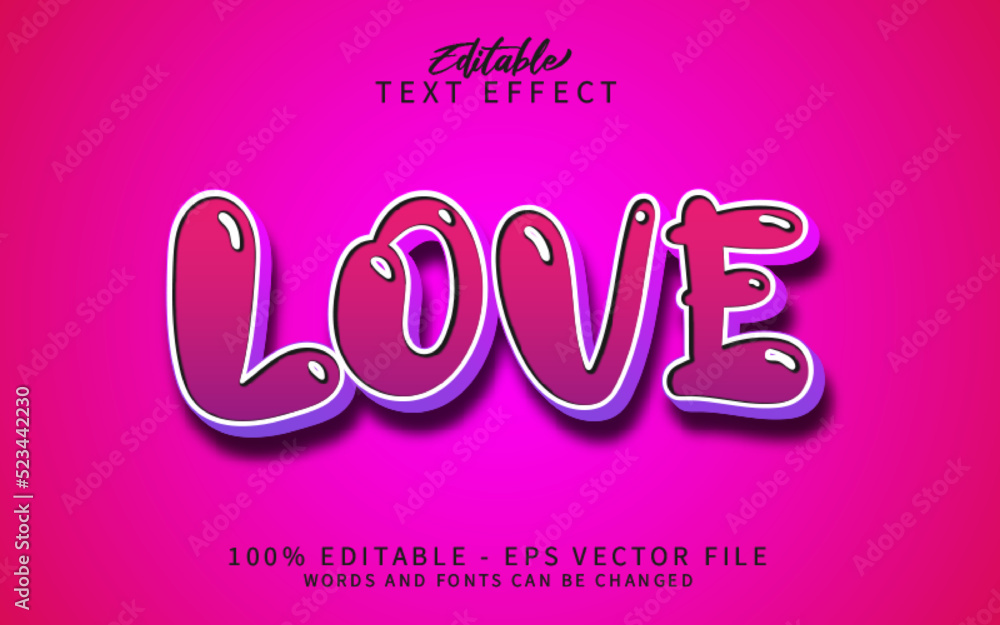 3D Love Editable Text Effect
